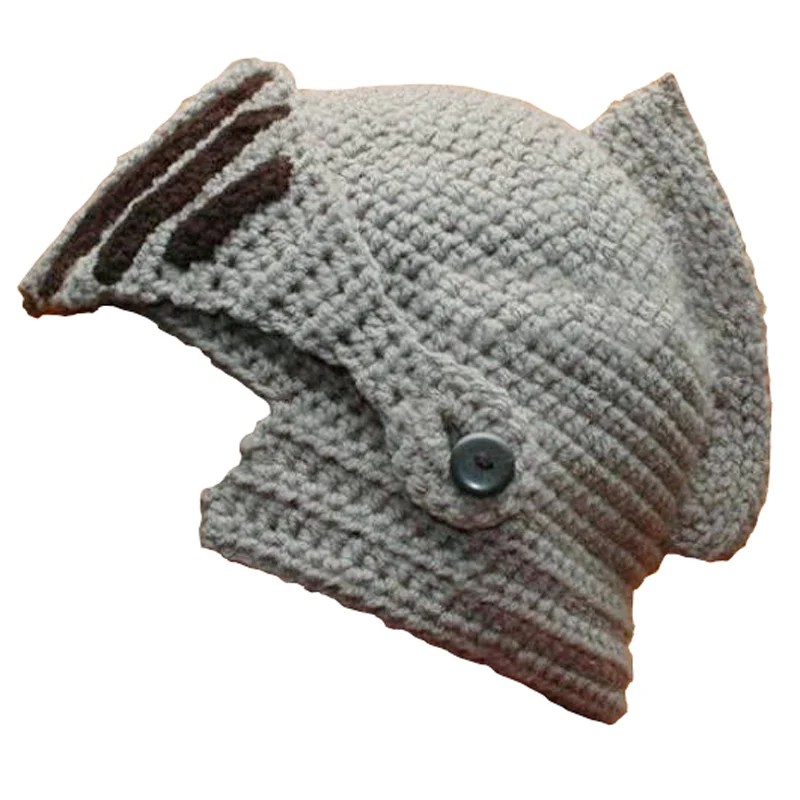 Шапка в стиле римского рыцаря теплая вязаная шапка ручной работы Мужская зимняя