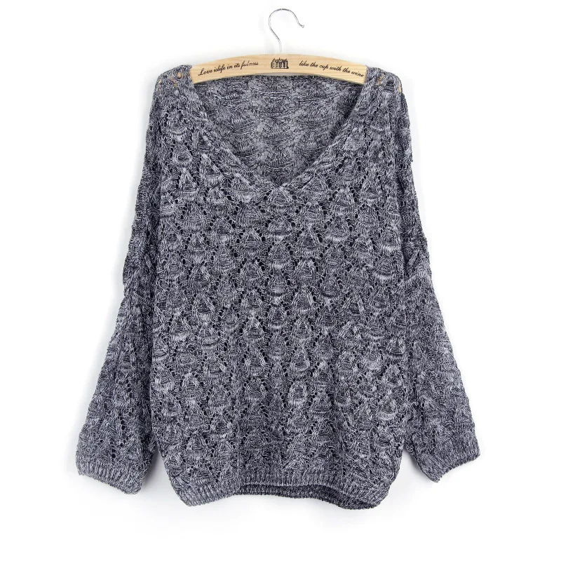 Лидер продаж женский свитер Свободный вязаный с v-образным вырезом тонкое пальто