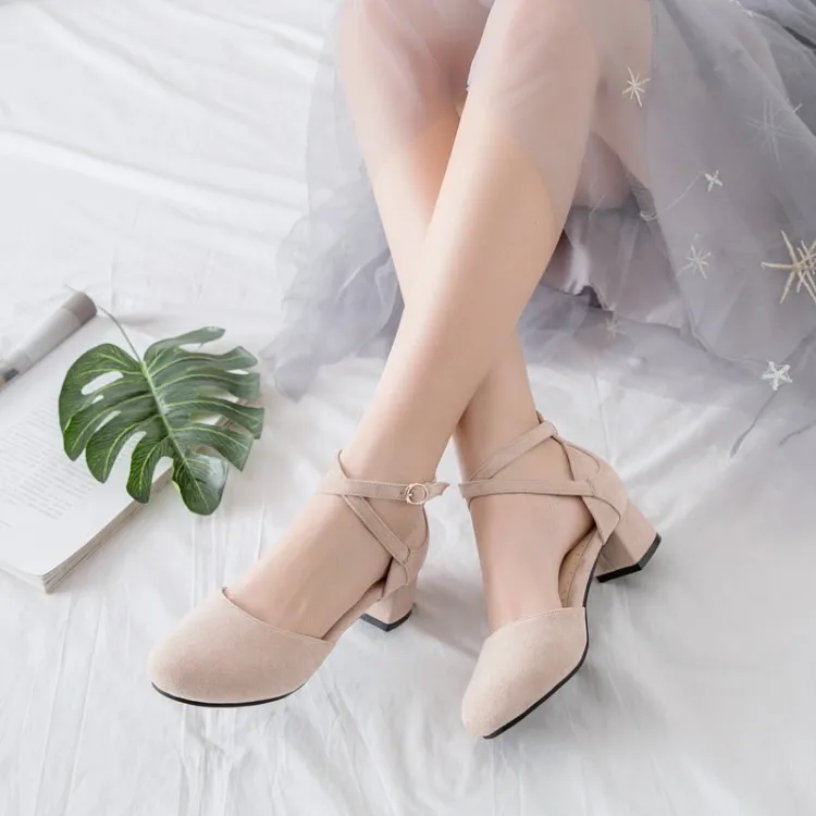 Сандалии FERLENZ женские на высоком каблуке босоножки с круглым замшевым ремешком