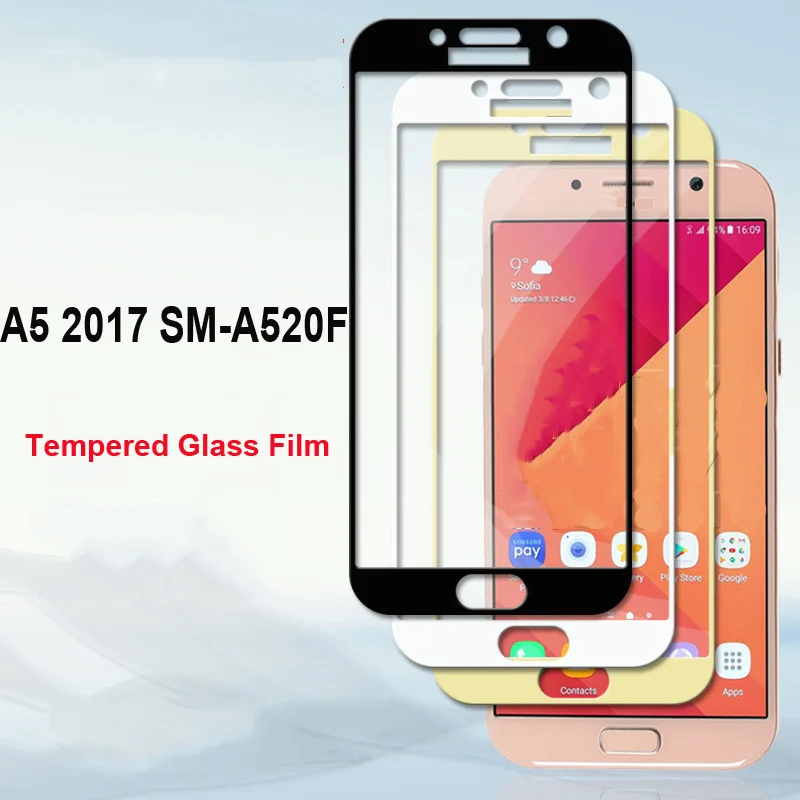 For Samsung Galaxy A5 2017 High Quality Explosion-proof Tempered Glass Full Cover Screen Protector Film Black Color Glass Film