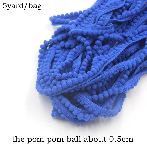 Royal Blue 1 сумка(5 ярдов/3 ярда), 3 стиля, с цветными помпонами отделка мяч бахромой кружевной лентой для дома вечерние украшения DIY Швейные принадлежности расходные материалы - Цвет: Royal Blue