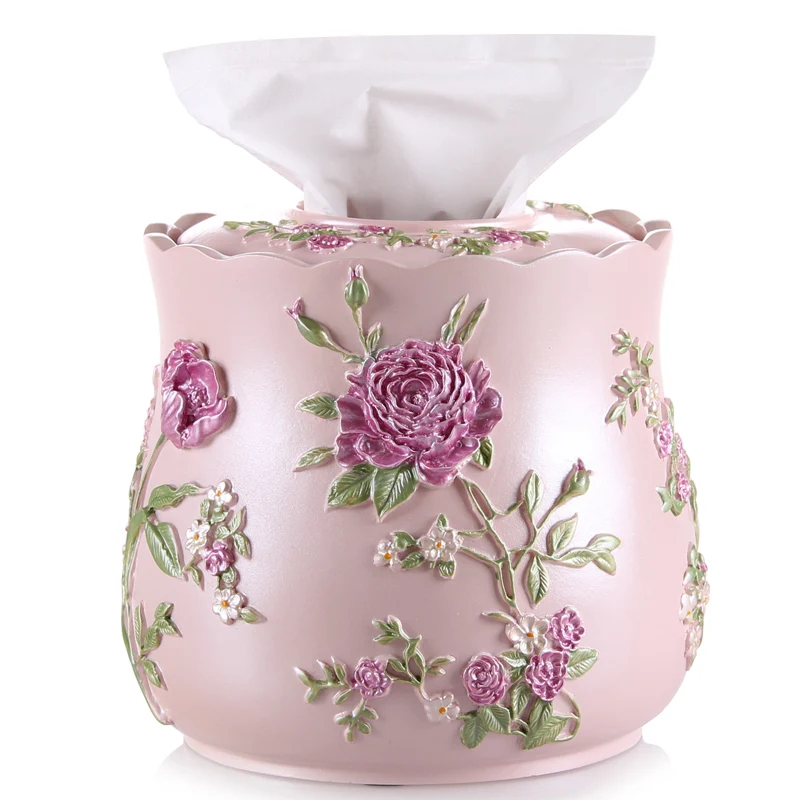 

European paper towel box fashion box car with lace drawing paper box home garden cylinder box