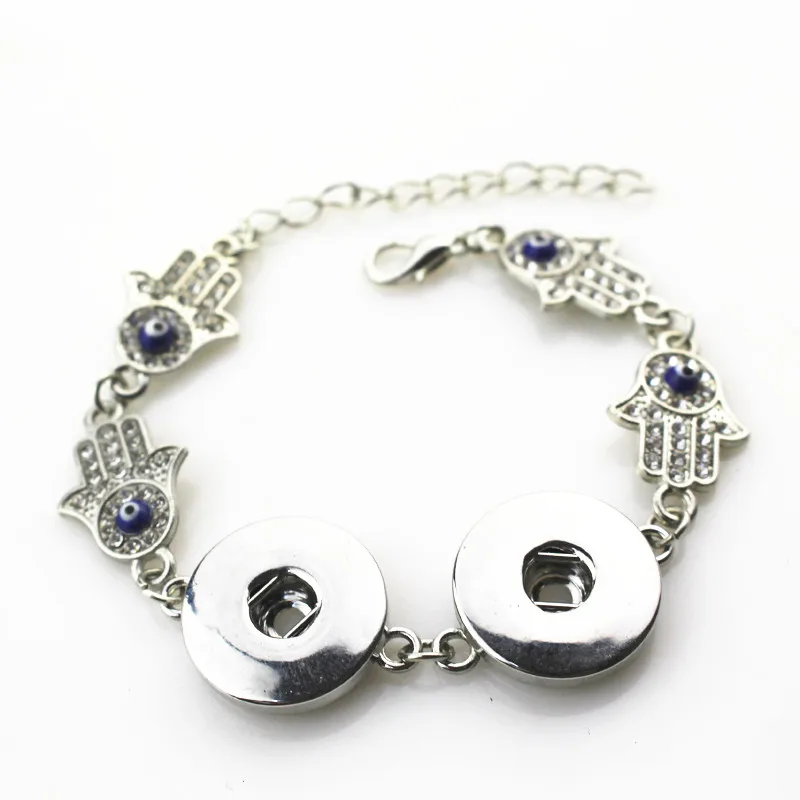 

6pcs/lot Crystal Hamsa Fatima Hand Snap Bracelet DIY 18mm Snap Button Charms Ginger Button Bracelet Snaps Jewelry