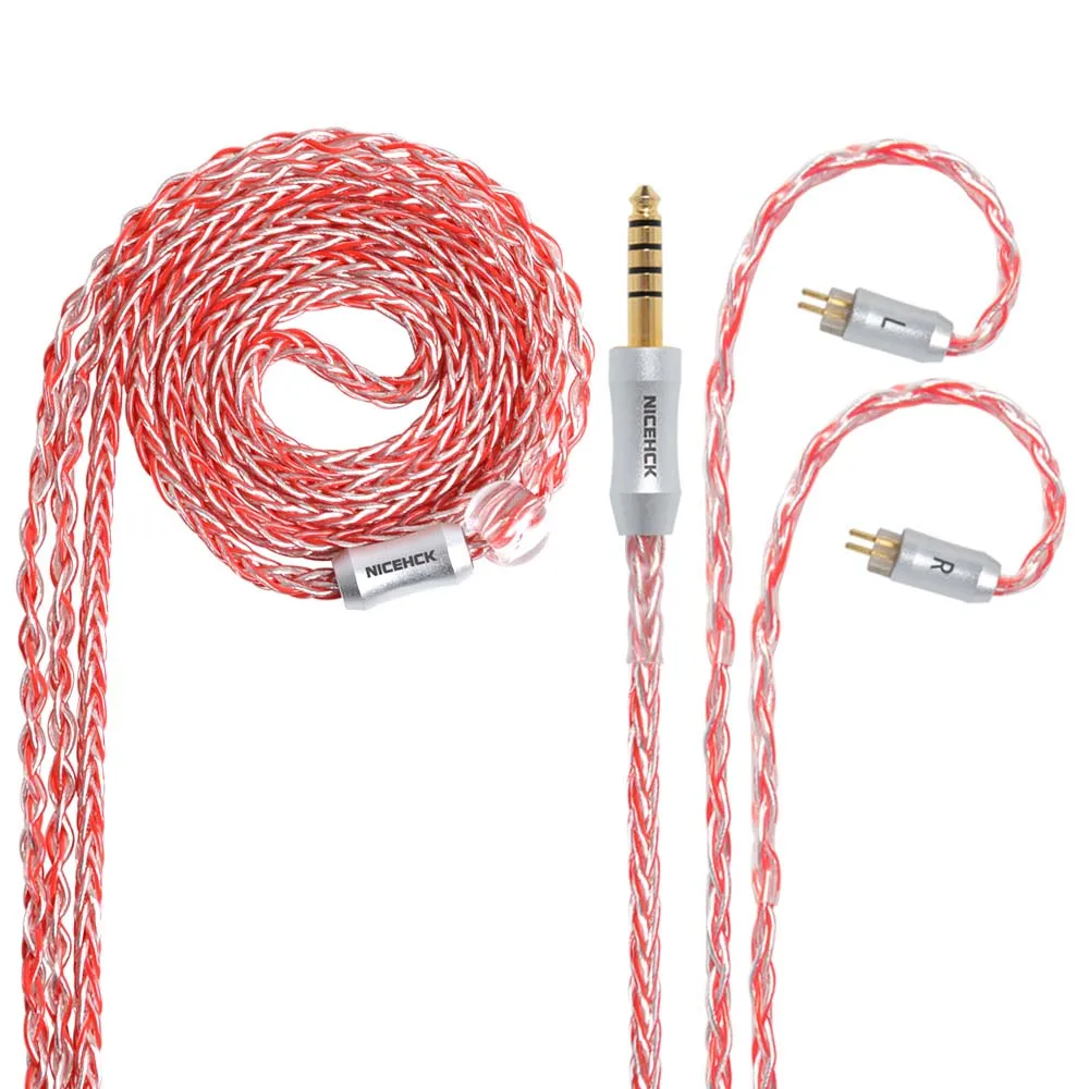 4.4mm plug with 2PIN NICEHCK 8 ядро покрытием серебряный кабель MMCX/2Pin разъем 3,5/2,5/4,4 мм для съемки TRNV90 KZZSN CCAC10 TFZ NICEHCK NX7 Pro/DB3/M6 - Цвет: 4.4mm plug with 2PIN