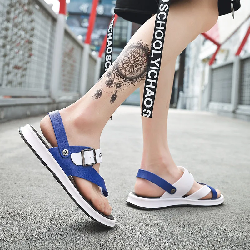 Летние мужские новые тапочки для отдыха с воздухопроницаемостью и нескользящей