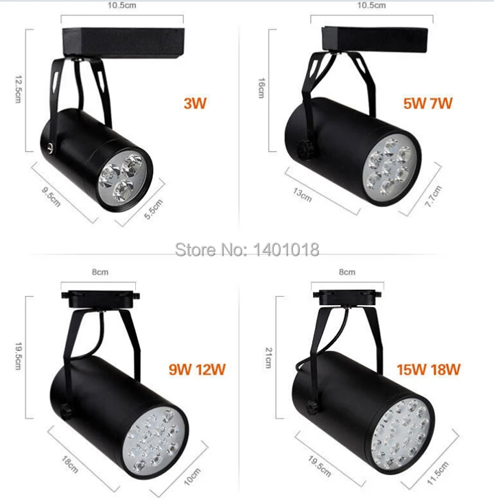 2 шт./лот 9 Вт LEDTrack пятно света AC85 265V магазин плафоны для светильников светильник
