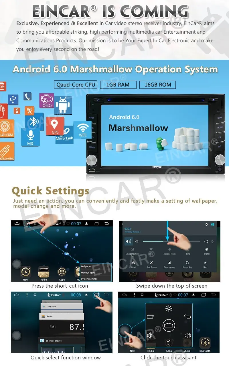 Android 6.0 dvd плеер автомобиля черный стерео GPS навигации автомагнитолы Авто Радио fm Wi