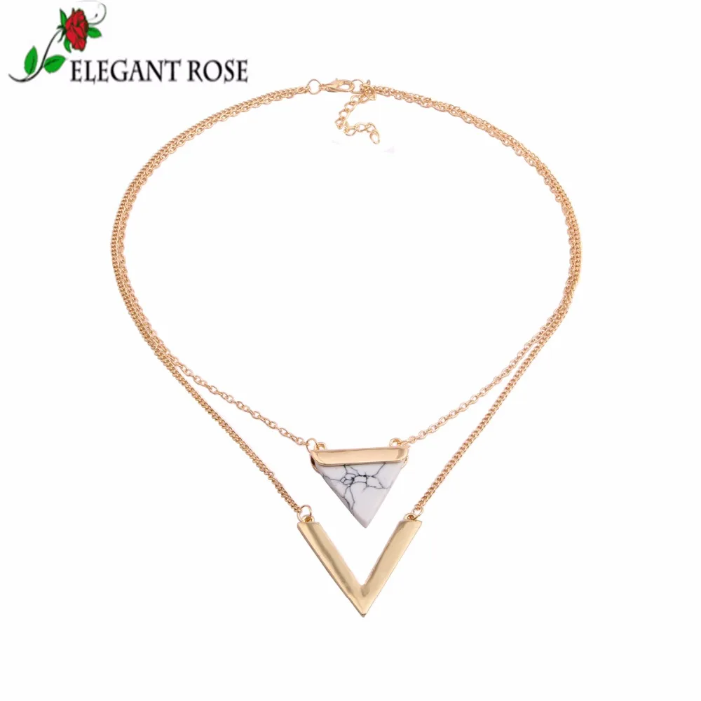Женское колье чокер ElegantRose белое/черное из натурального камня с золотым кольцом