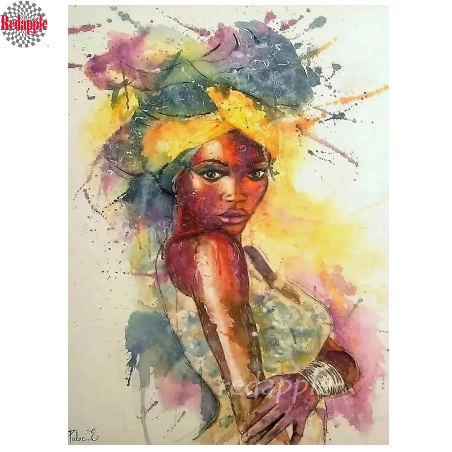 

5d Вышивка крестиком акварель девушка своими руками алмазная живопись фото на заказ полная квадратная/круглая вышивка 3d мозаика Африканская женщина Искусство
