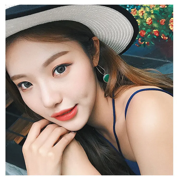 Серьги-гвоздики в Корейском стиле женские простые круглые сережки с капельным