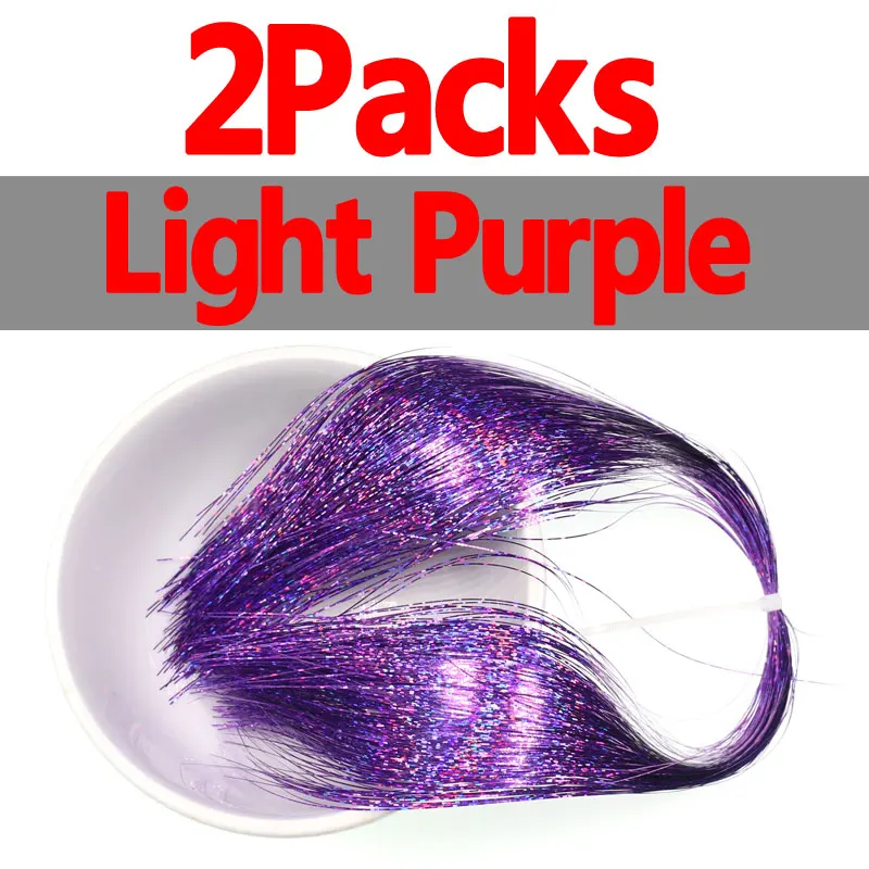 2packs light purple 2 упаковки в соленой воде, стальная головка, Стример Летать, завязывание, плоская Голо, мишура, вспышка, Minniw, щука, материал для завязывания, 0,35 мм, серебро, золото, красный - Цвет: 2packs light purple
