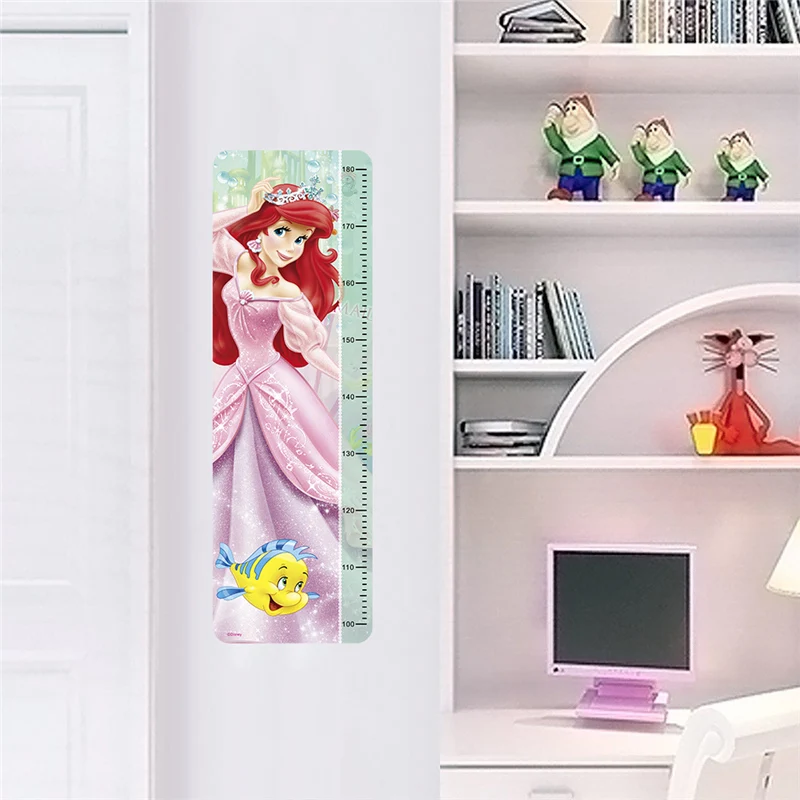 C035-P Snow White Anna Elsa Mermaid Rapunzel Cinderalle Belle Princess Growth Chart Wall Stickers Home Decor Kids Height Measure Decals - Цвет: C035-P