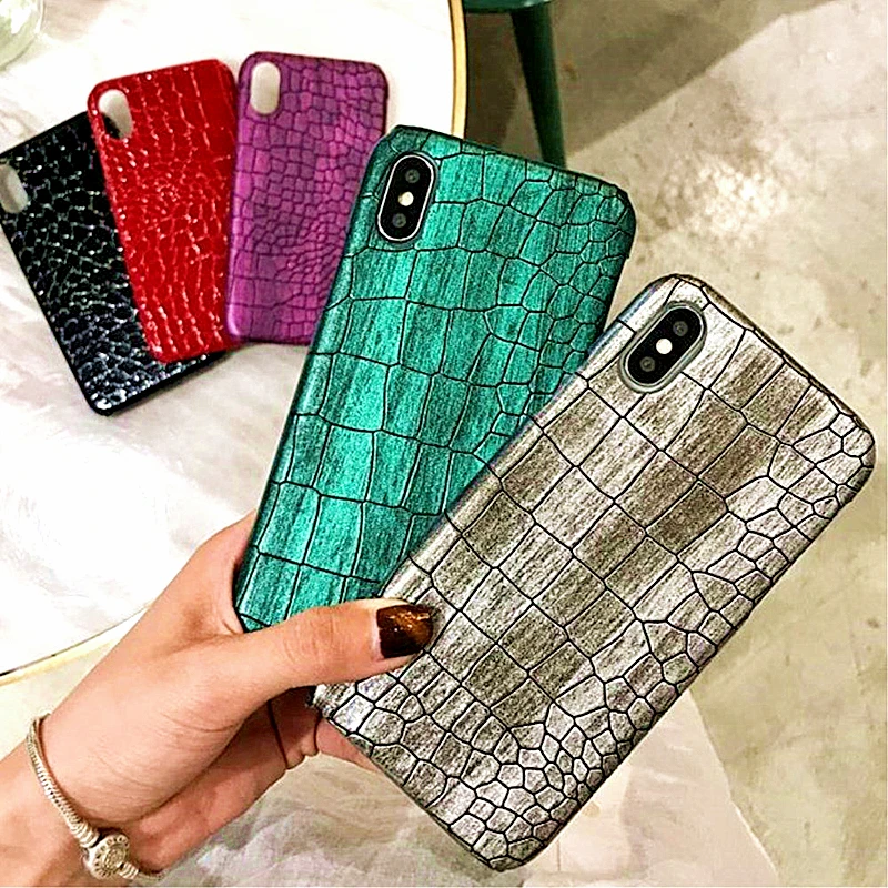Зеленый блестящий крокодиловый Чехол для Телефона iPhone 7 X XS Max XR 8 Plus кожаный чехол