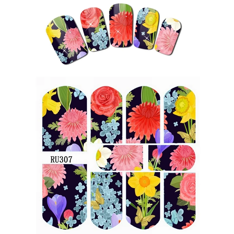 

Nail Sticker WATER DECAL SLIDER FLOWER FLORID JUNGLE LEAVES LFAF BANBOO PINEAPPLE SUMMER HOT RU307-312