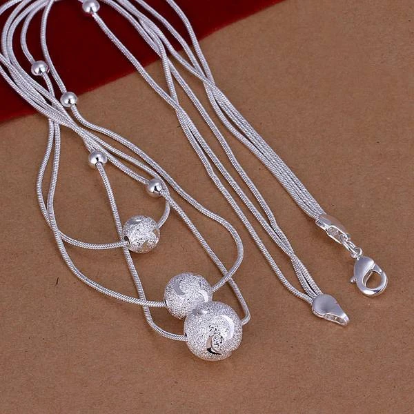 Колье из серебра 925 пробы с тройными линиями фасоли | Украшения и аксессуары