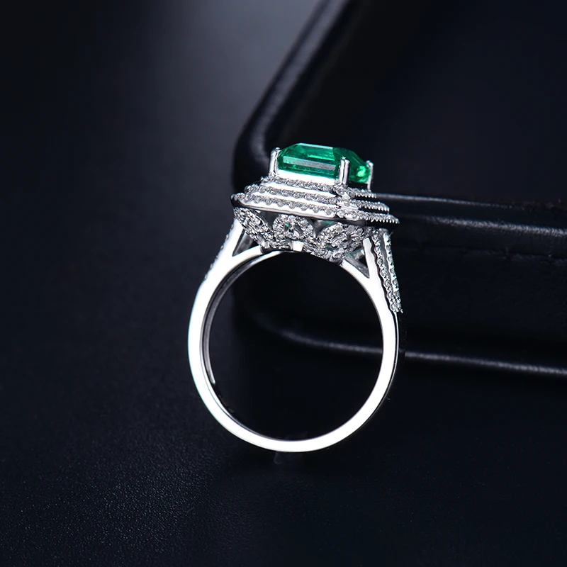 Женские кольца LOVERJEWELRY 18 карат белое золото натуральный изумруд бриллианты