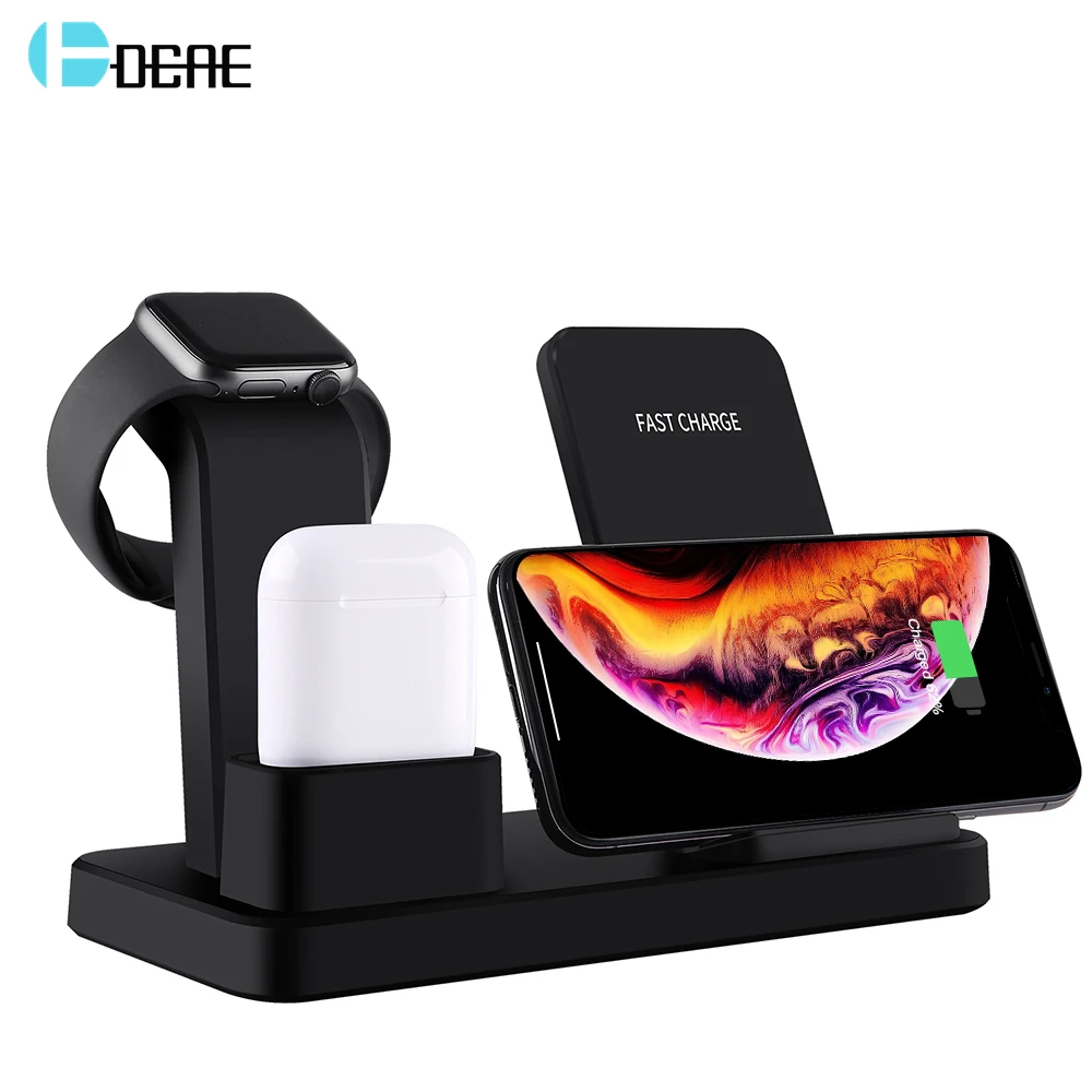 10 Вт быстрая Qi Беспроводная зарядная подставка для Apple Watch 5 4 3 2 AirPods док станция