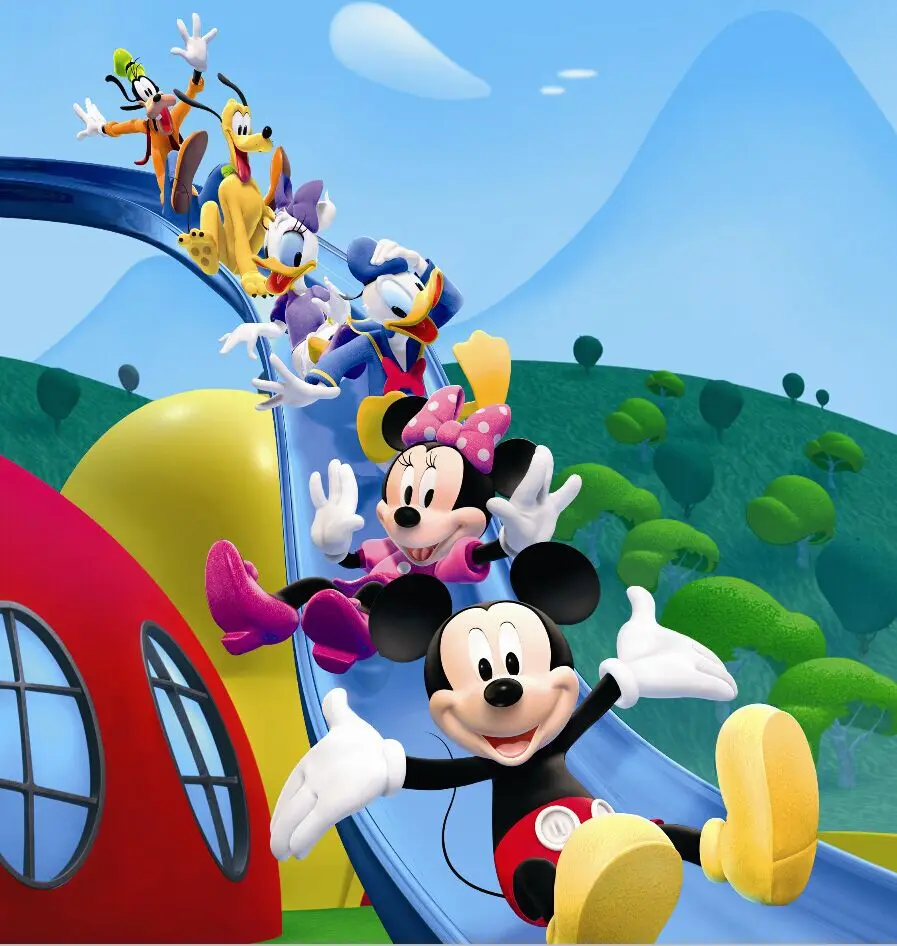 8x8FT Микки Минни Дональд Дак слайд голубое небо горы дети Фотостудия фоны