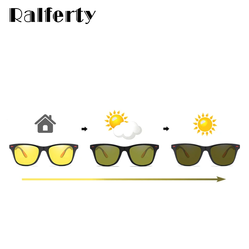 Ralferty, поляризованные фотохромные солнцезащитные очки для мужчин и женщин, желто-коричневые очки ночного видения, мужские солнцезащитные очки Хамелеон для вождения, K1052