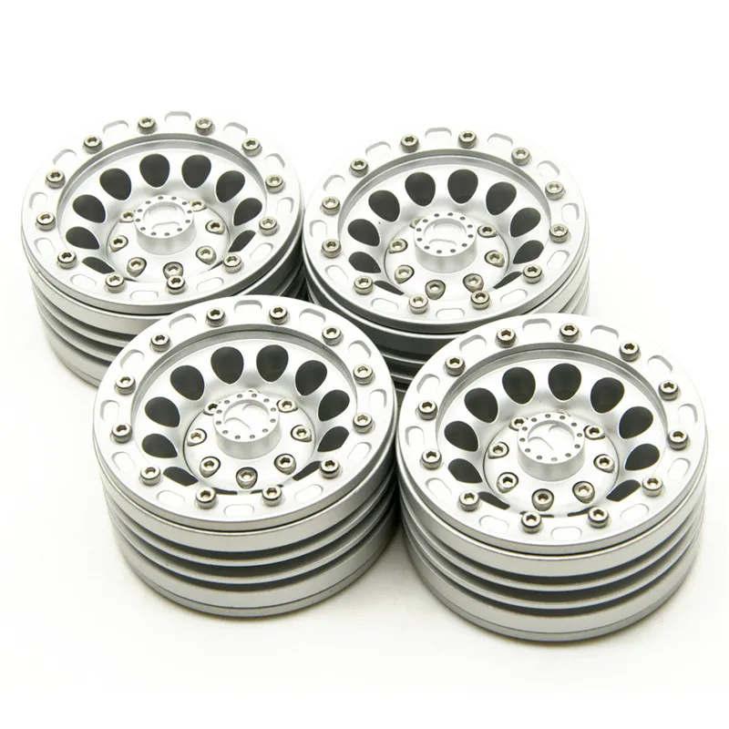 silver 4pcs Scx10 Trx-4 1,9 дюймов beadlock алюминиевые Beadlock колесные диски набор для 1/10 TRX-4 SCX10 D90 Wraith#36#37 RC гусеничное колесо - Цвет: silver 4pcs