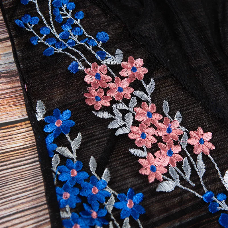 Черные Сетчатые прозрачные сексуальные женские боди с цветочной вышивкой