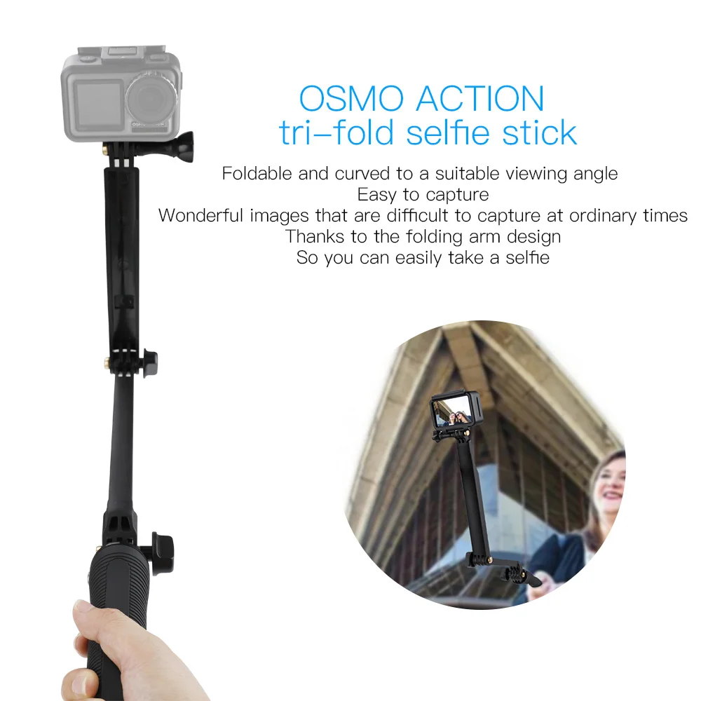 Three-fold Self-timer For DJI OSMO Action Gopro Hero5/6/7 SJCAM Xiaoyi 4K Tripod Selfie Stick Camera Accessories | Электроника