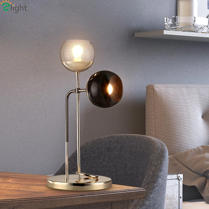 Современная простая стеклянная Светодиодная настольная лампа Luminaria Lustre Gold Metal