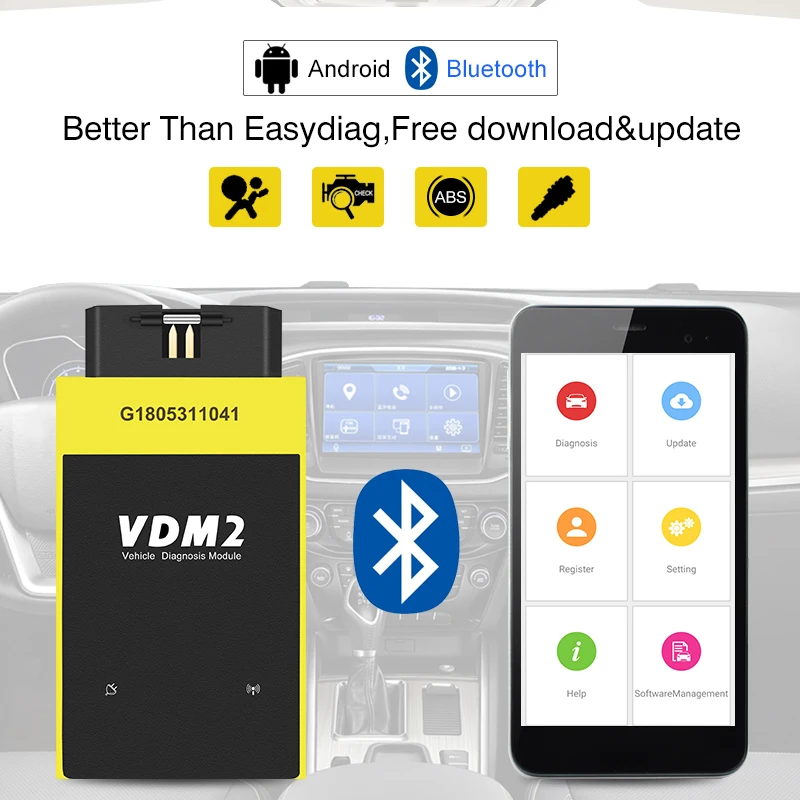 Полная система UCANDAS VDM2 V5.2 Bluetooth/Wifi OBD2 VDM II для Android 2 OBDII сканер кодов PK easydiag