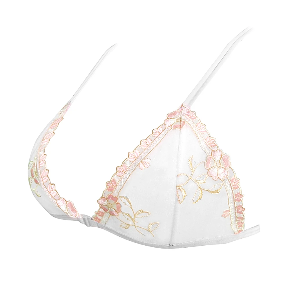 Популярный кружевной треугольный белый бюстгальтер для женщин Brassiere сексуальное Сетчатое женское белье Топ Bralette цветочный ультра тонкий A B C D 32 34 36 38 40 42 44