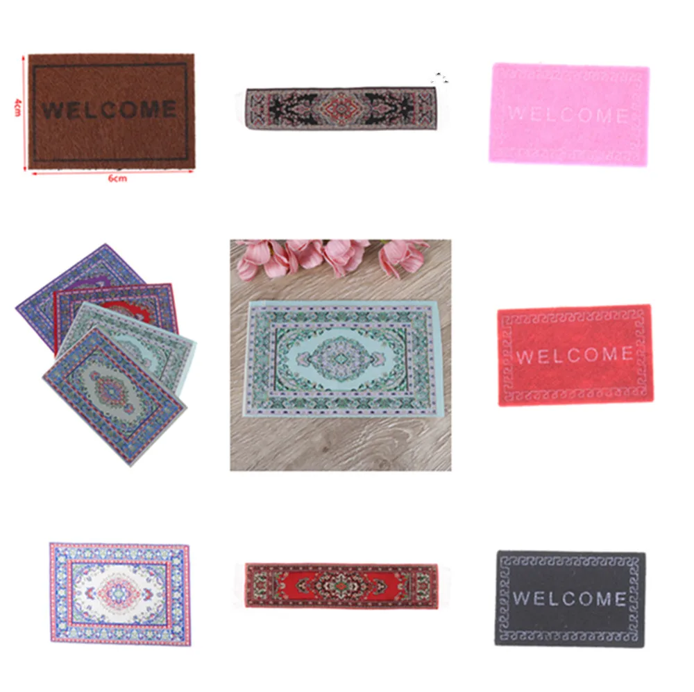 

1PCS Dollhouse Furniture Miniature Woven Carpet Multicolor Carpet Baby Toy Christmas Gift
