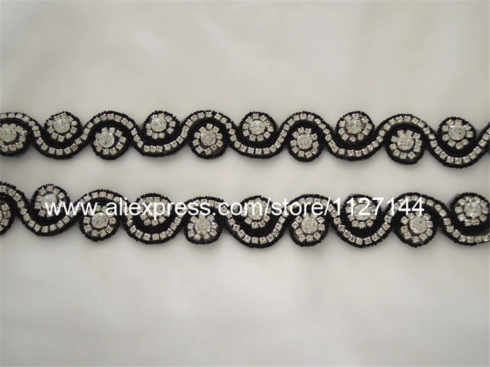 (10 ярдов) оптовая продажа свадебные аппликации с бисером серебро прозрачный