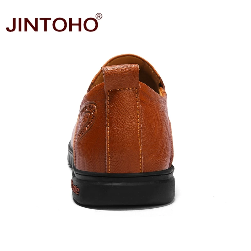 Туфли JINTOHO мужские из натуральной кожи лоферы без застежки Повседневная