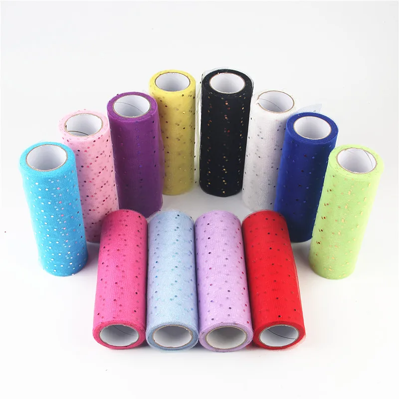 Жесткий шифоновый тюль с блестками 15 см * 10 ярдов|glitter tulle roll|tulle rollsglitter |