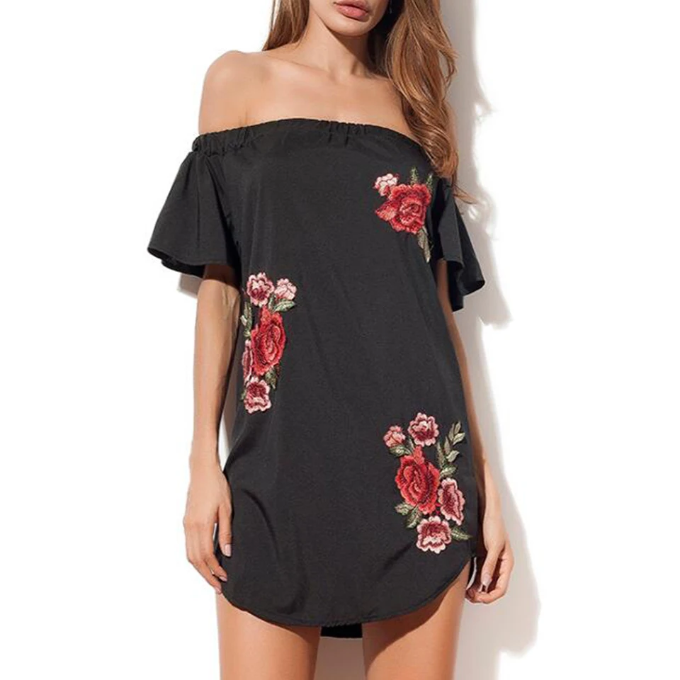 Цветочной вышивкой платье с открытыми плечами и аксессуары девоче в стиле Бохо