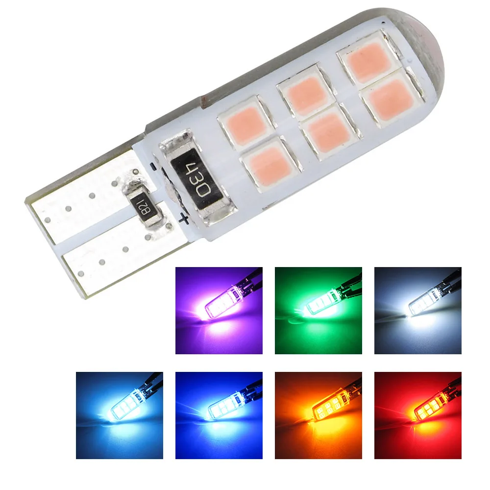 10 шт. Авто T10 W5W света автомобиля 3528 SMD 12 светодиодов силикагель кристалл лампы