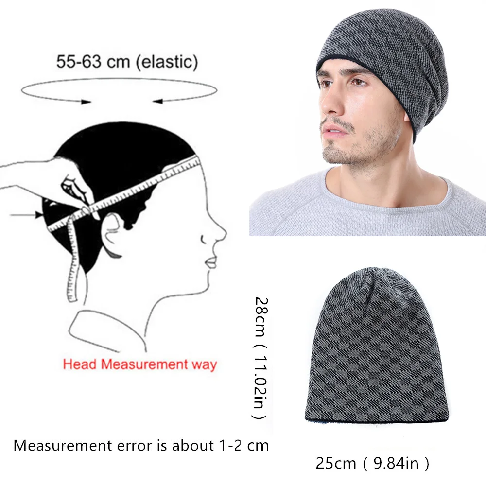 Теплая зимняя шапка унисекс, клетчатая Стильная шапка Skullies Beanies, модные зимние мешковатые шапки для мужчин и женщин, шерстяная меховая вязаная шапка для отдыха