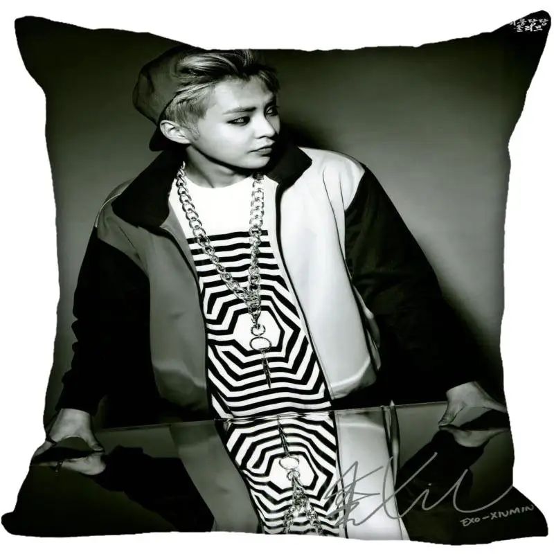 Пользовательские Kpop EXO XIUMIN печатные квадратные шелковые наволочки 40x40 см, 35x35 см одна сторона атласная наволочка индивидуальный логотип - Цвет: 6