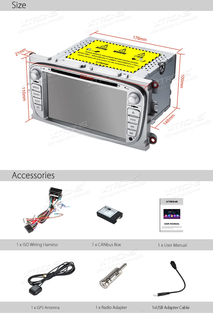 XTRONS 7 ''радио Android 8,1 Восьмиядерный автомобильный dvd-плеер gps карты стерео для Ford Focus II 2008 2009 2010 2011 Mondeo C-Max S-Max
