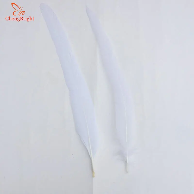 CHENGBRIGHT-plumas de cola de gallo blanco puro de alta calidad para manualidades, decoraci&oacute;n de boda, disfraz, plumas de fais&aacute;n-2