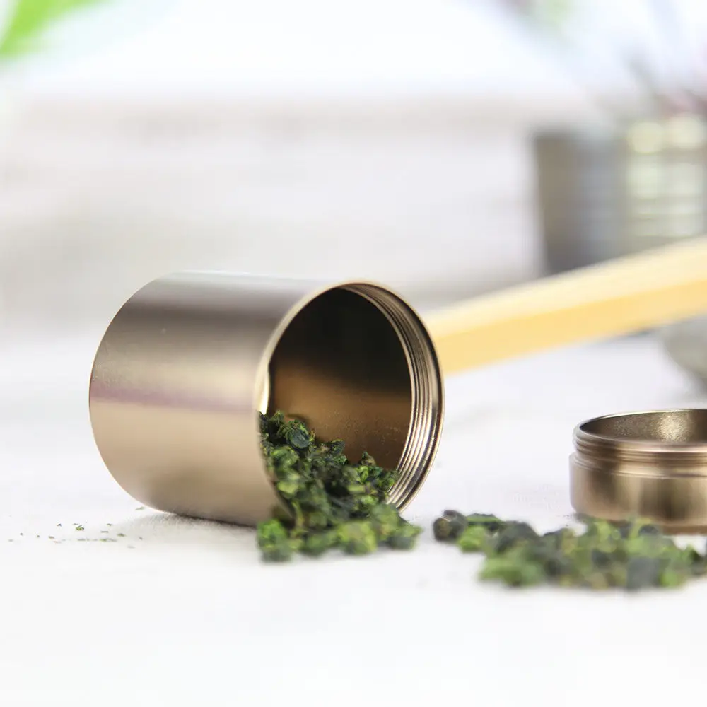 Золотая мини-винтовая крышка герметичный контейнер для чая и порошка маття 70 мл |