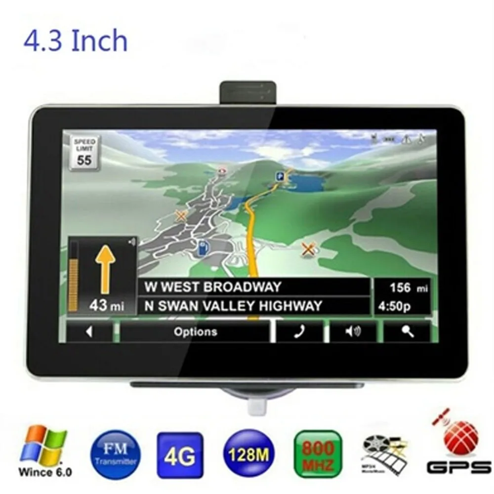 VEHEMO портативный Премиум 4 3 дюймов Навигация MP3 MP4 плеер Автомобильный GPS навигатор