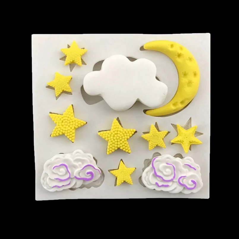 Облако в форме звезды Луны силиконовые формы 3D шоколада Fondant (сахарная)