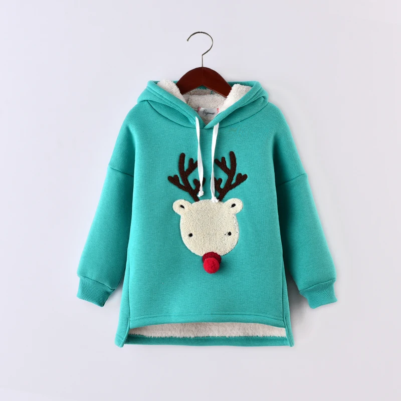 BibiCola Girls Coats Jackets Plus Cashmere 2018 Winter Children Outerwear for Kids Clothes Christmas Deer Hooded Coat | Детская одежда