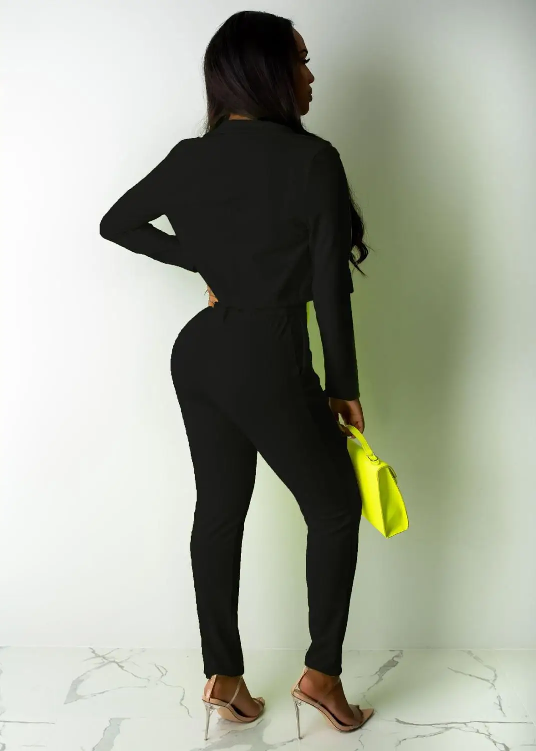 Женский комплект из двух предметов однотонный белый пикантный с длинным рукавом