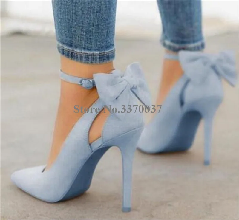 Женские милые замшевые туфли в западном стиле с острым носком и бабочкой на