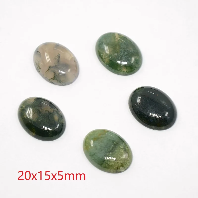20 шт./лот овальные кабошоны из натурального Мохового агата смешанные цвета
