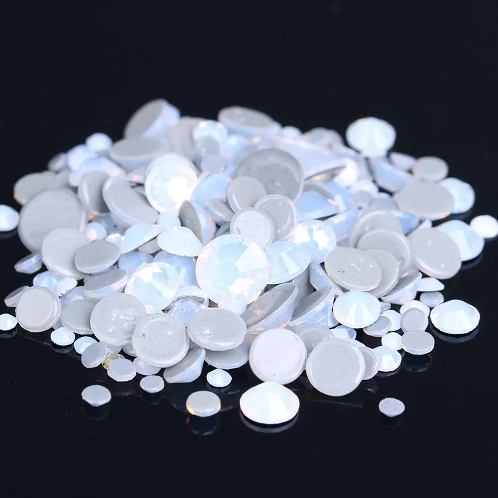 Белый опал цвет горячей фиксации страз стразы Flatback клей подложка железа на