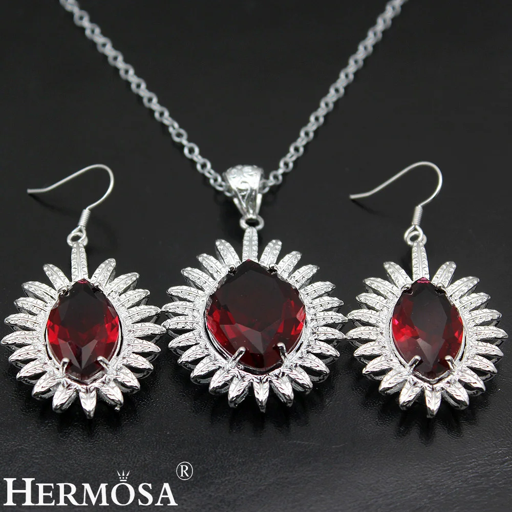 Hermosa Cherry Topazz Sweetie Eye Shape серебряные серьги подвеска ожерелье для женщин NY817 модный