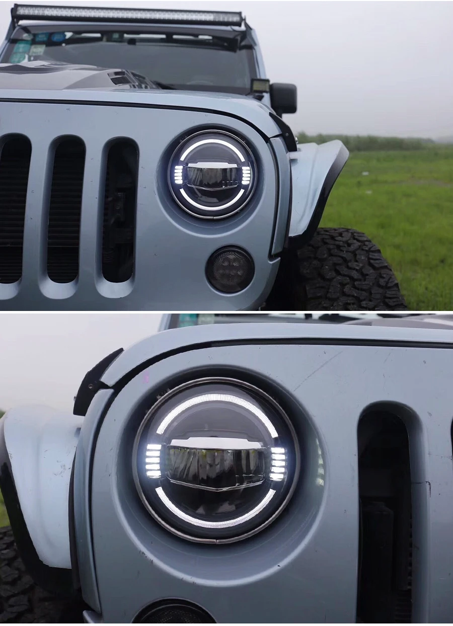 Фара в сборе для Jeep Wrangler полный светодиодный источник света светодиодные фары дневного света поворотов сенсорный синий