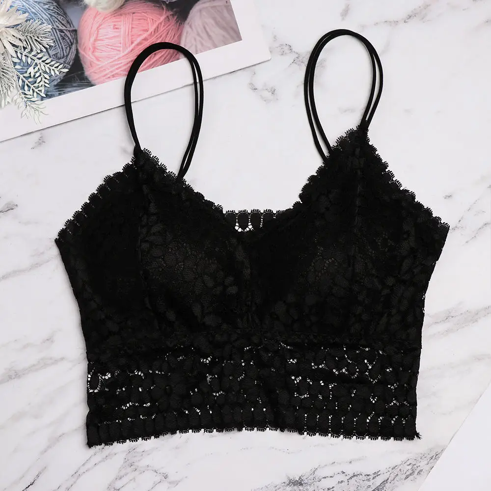 Черный Сексуальные Push-Up Bra Для Женщин Кружевной без косточек пикантный нижнее белье Беспроводной бесшовный бюстгальтер на подкладках Ультра ремень мягкий полый бюстгальтер - Цвет: Черный